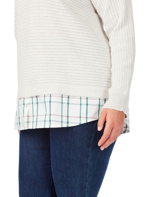 Foxcroft Gray Cotton Layered Sweater