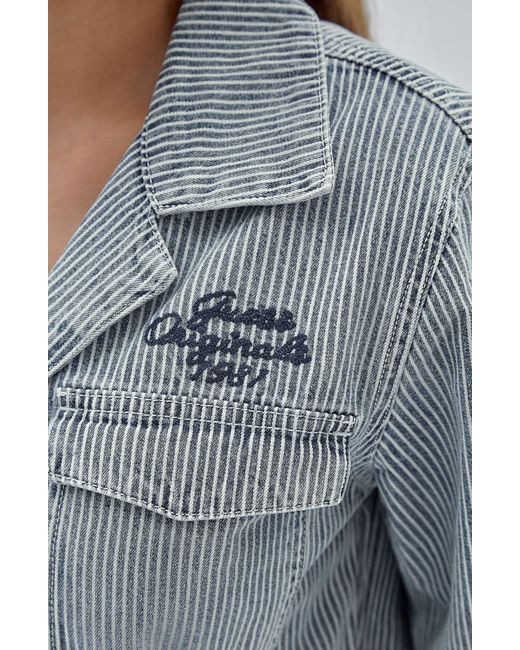 Pull&Bear co-ord denim jacket & mom jean in stripe | ASOS