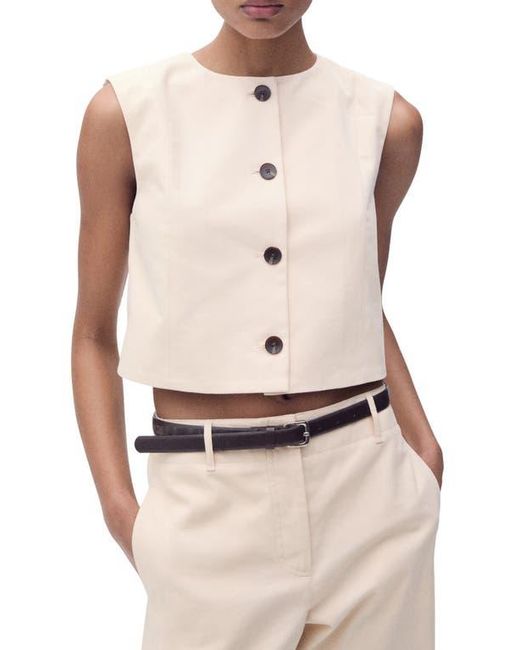 Mango Natural Button Cotton Crop Top