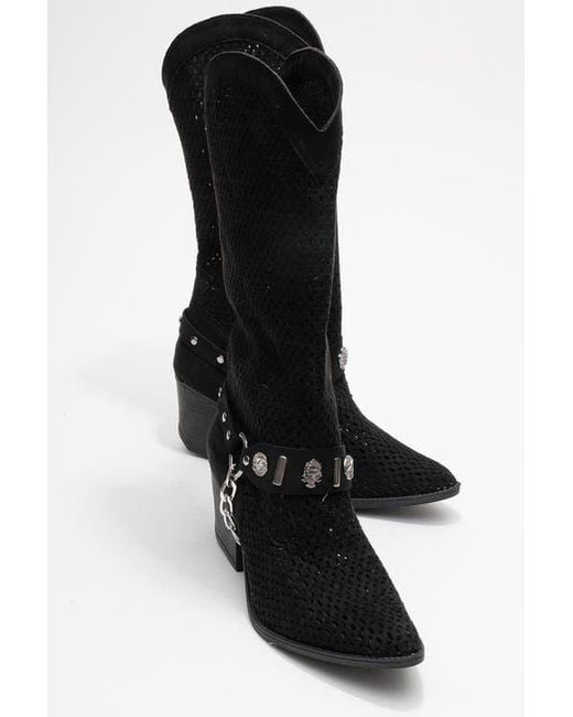 Prologue Shoes Black Lumen Block Heel Western Boot