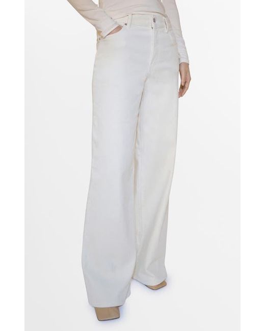 Mango White Wide Leg Corduroy Jeans