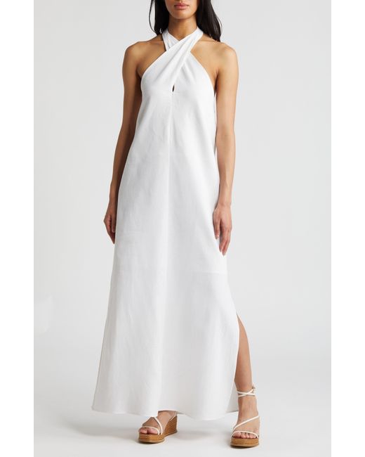Halogen® White Halogen(r) Twist Neck Maxi Dress