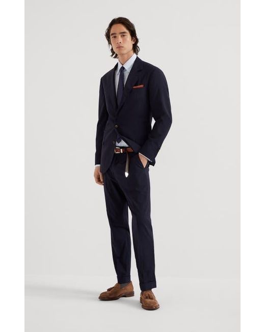 Brunello Cucinelli Blue Wool And Silk Blazer for men