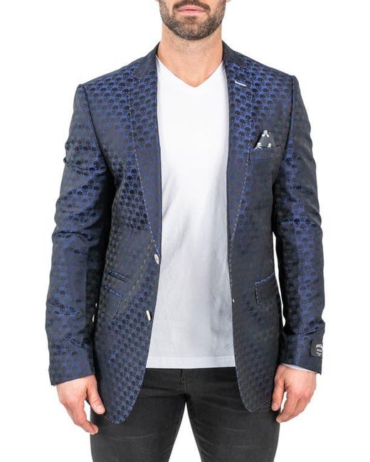 Maceoo Blue Socrate Skull Blazer for men