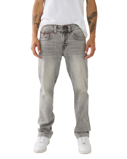 True Religion Gray Ricky Big T Flap Straight Leg Jeans for men