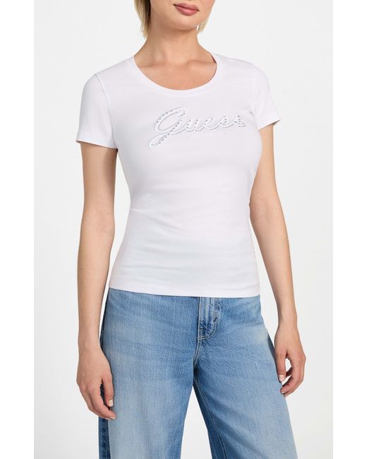 Guess Blue Logo Script T-Shirt