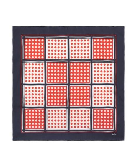 Echo Red Grid Dots Silk Square