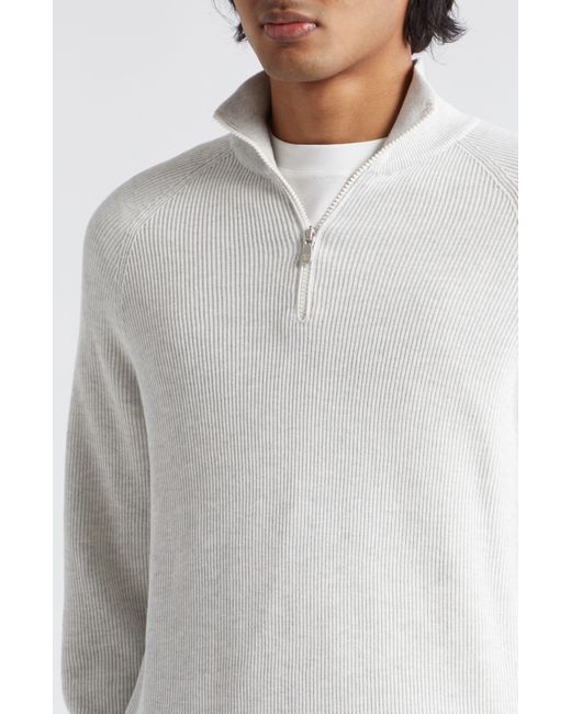 Brunello Cucinelli White Rib Cotton Pullover for men