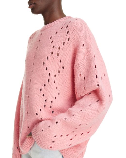 Givenchy Pink Oversize Pointelle Stitch Crewneck Sweater for men