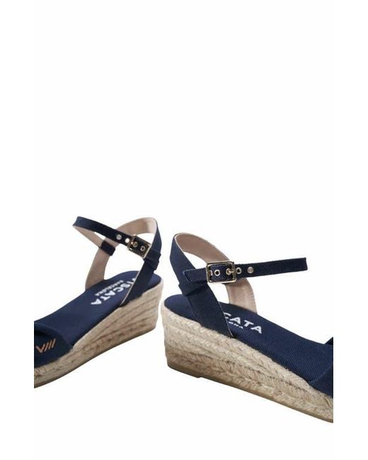 VISCATA Blue Farella Canvas Espadrille Sandal Wedges