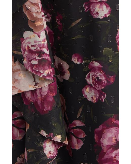Eliza J Purple Floral Metallic Long Sleeve Maxi Dress