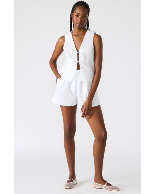 Steve Madden White Malena Easy Pull-On Cotton Blend Shorts