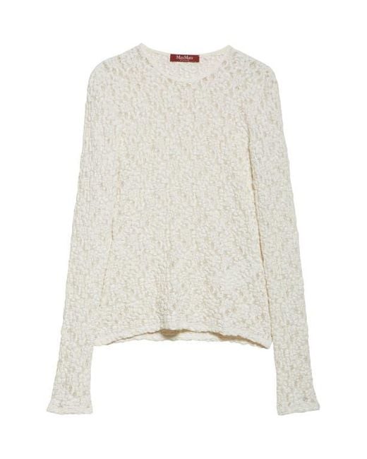 Max Mara White Gennaio Textured Lace Top