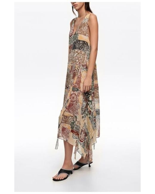 Bimba Y Lola Lace Irregular Fluid Dress With Frayed Details in White | Lyst