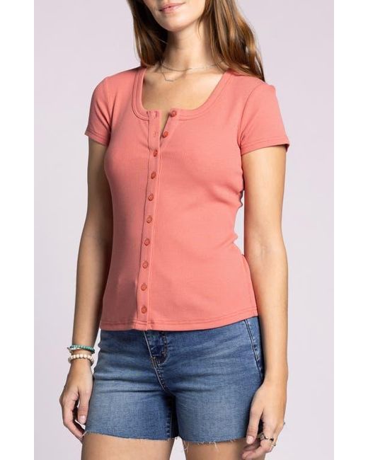 Thread & Supply Red Kellie Button-Up Rib Top