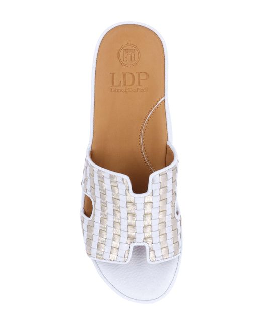 L'amour Des Pieds White Cusaro Platform Wedge Slide Sandal