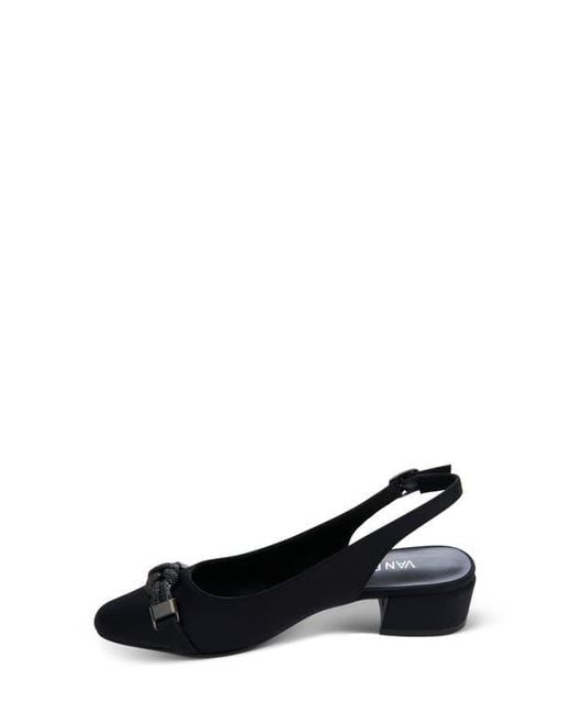 Vaneli Black Jeweled Slingback Block Heel Pumps