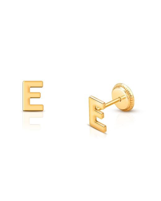 Tiny Blessings Metallic 14K Initial Studs Screw Back Earrings