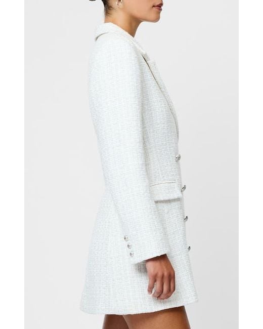 French Connection White Scattered Tinsel Long Sleeve Double Breasted Minidress