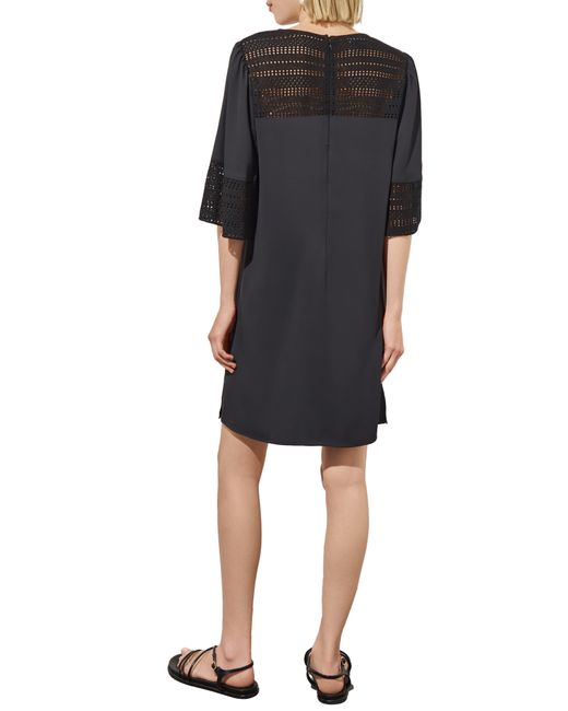 Ming Wang Black Embroidered Detail Bell Sleeve Dress