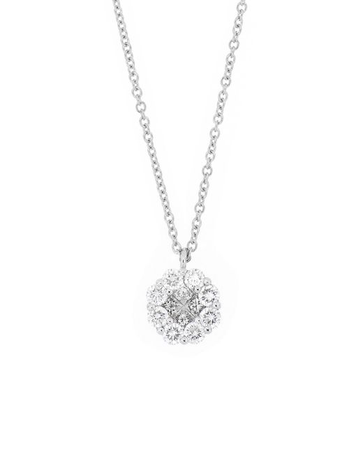 Bony Levy White Mika Mixed Diamond Round Pendant Necklace