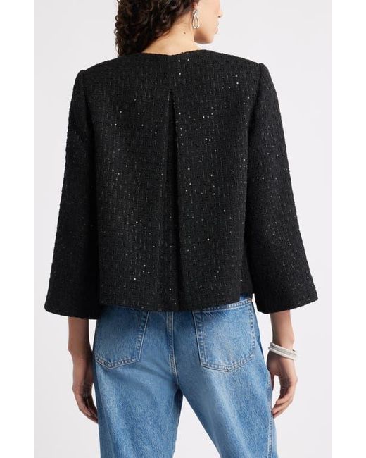 Nordstrom Black Collarless Bouclé Jacket