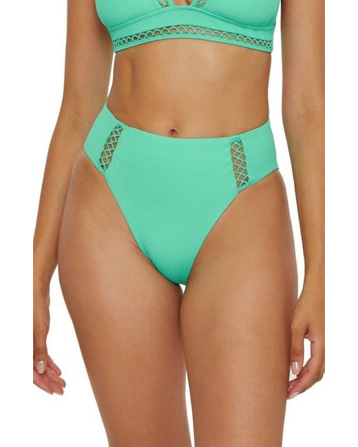 Becca Women's Green Modern Edge High Waist Bikini Bottoms