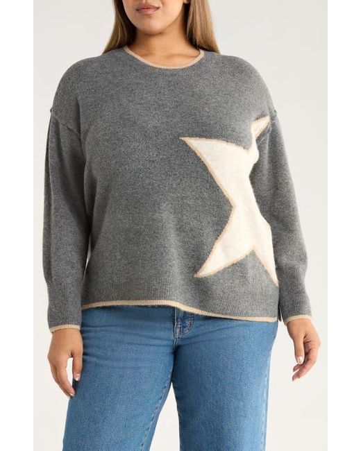 Vince Camuto Gray Star Detail Crewneck Sweater