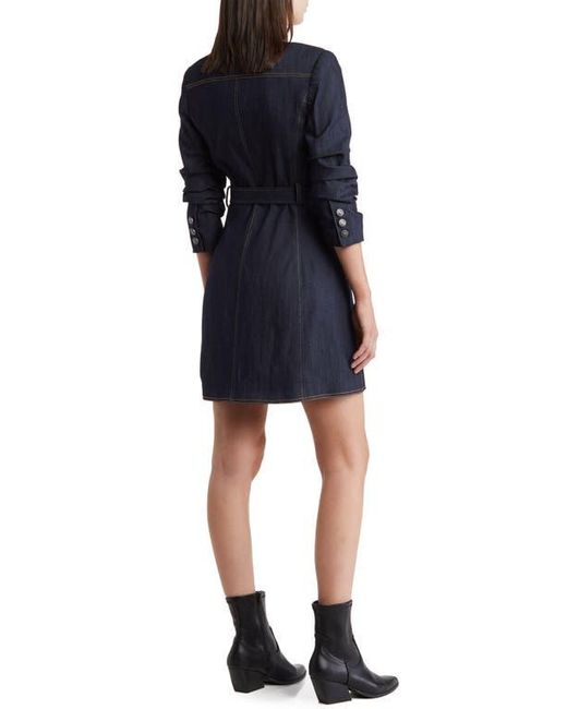 Cinq À Sept Blue Jenessa Belted Denim Blazer Dress