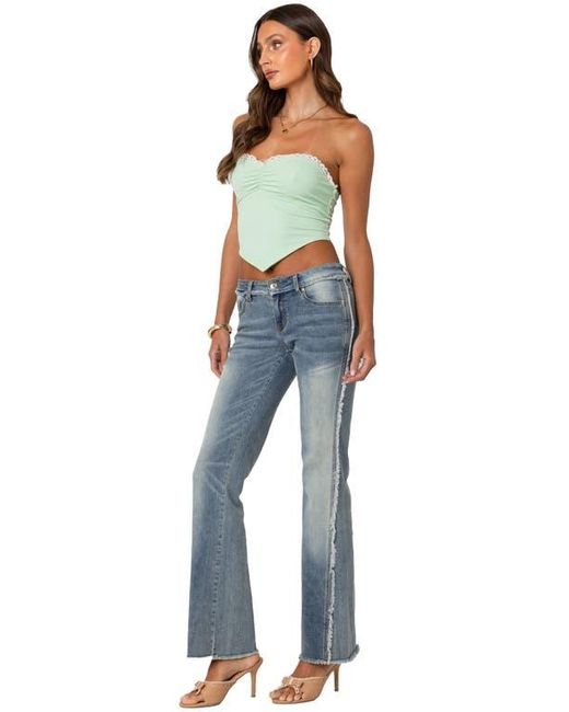 Edikted Blue Ruched Strapless Top