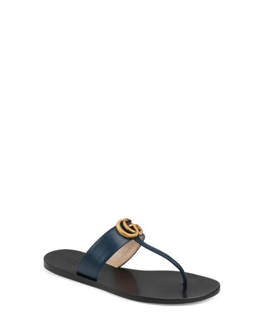 leather thong sandal with double g