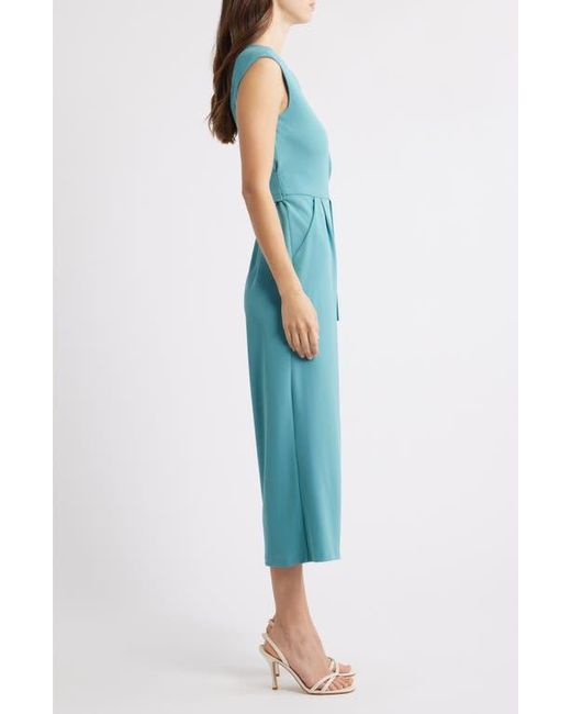 Tahari Blue Side Knot Scuba Crepe Jumpsuit
