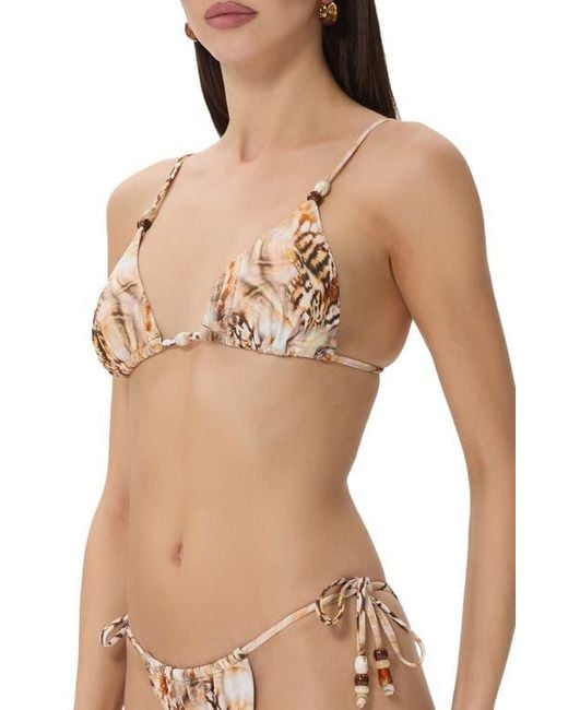 AFRM Natural Capri Beaded Bikini Top
