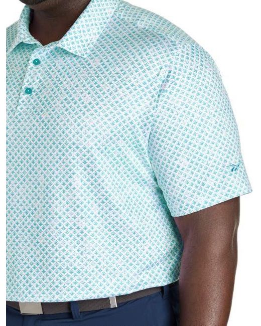Reebok Blue Big & Tall Performance Diamond Print Polo Shirt for men