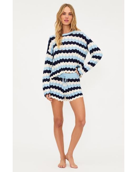 Beach Riot Blue Beach Stripe Pointelle Cover-Up Sweater