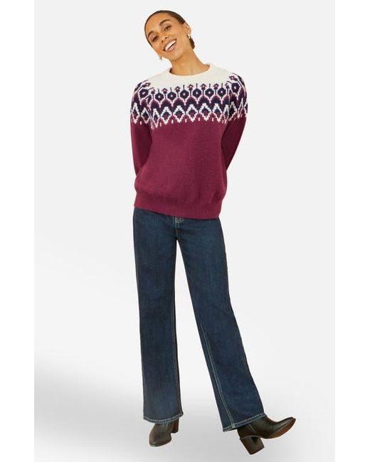 Yumi' Purple Fair Isle Relaxed Fit Knitted Sweater