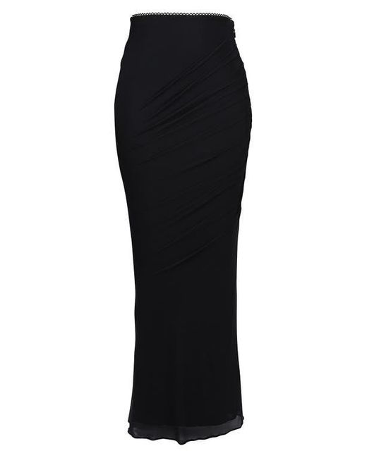 House Of Cb Black Cassidy Mesh & Tulle Maxi Skirt