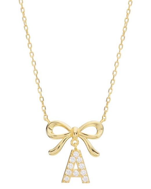 ATHRA LUXE Metallic Cubic Zirconia Bow Initial Pendant Necklace