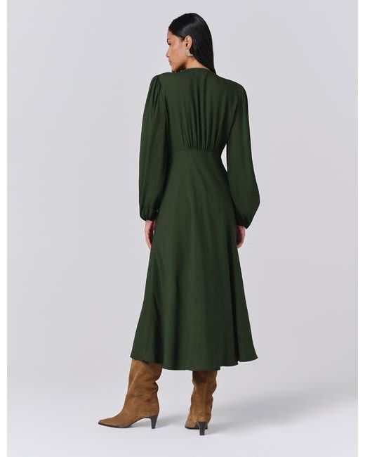 green dress francesca's Francesca Linen Dress | Ruffle Collar, Pockets
