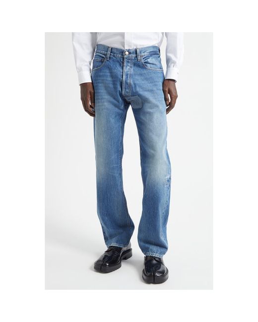 Maison Margiela Men's Blue Five-Pocket Straight Leg Jeans