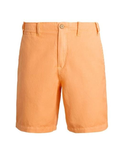 Polo Ralph Lauren Orange Classic Fit Flat Front Linen & Cotton Blend Chino Shorts for men