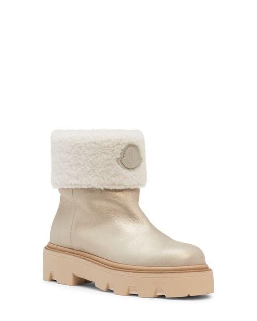 Moncler Natural Aurea Genuine Shearling Lined Boot