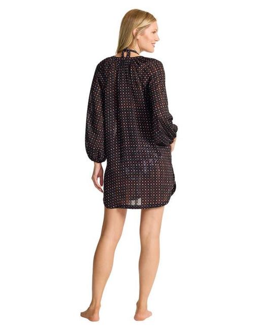 Tommy Bahama Black Sunset Blooms Long Sleeve Cover-Up Dress