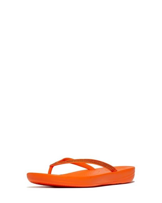Fitflop Orange Iqushion Splash Crystal Flip Flop