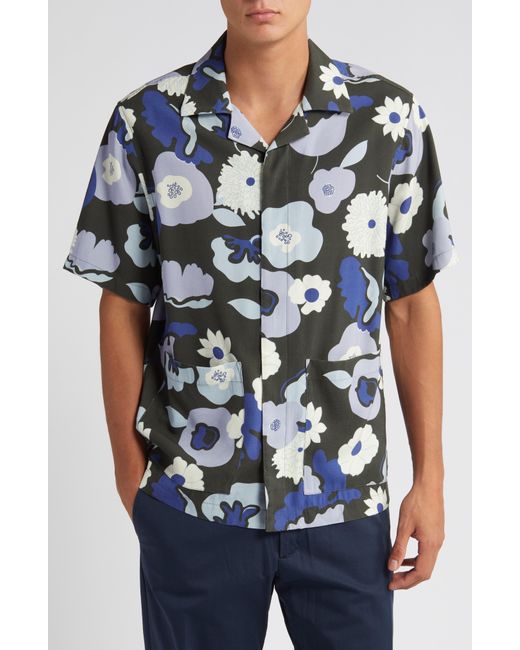 NN07 Blue Hank 5719 Floral Print Button-up Camp Shirt for men