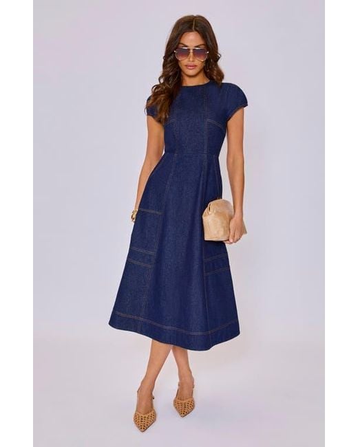 Vici Collection Margot Denim Midi Dress in Blue | Lyst