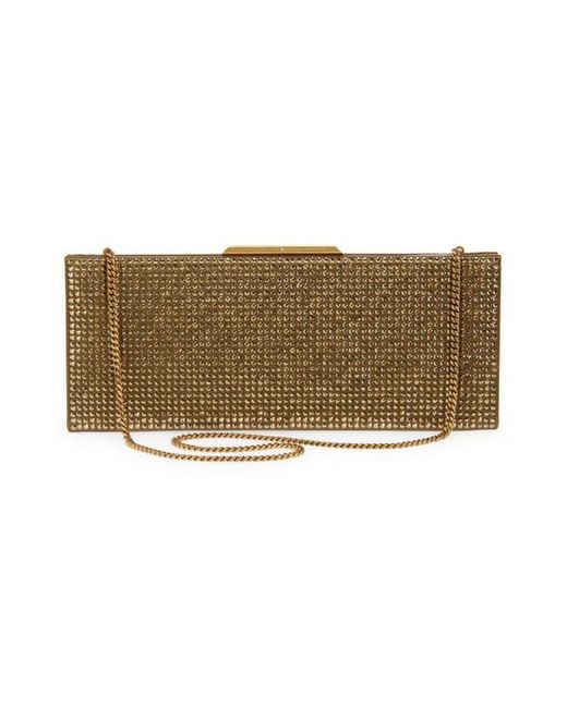 Saint Laurent Brown Midnight Crystal Embellished Satin Clutch