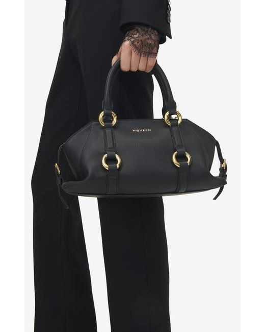 Alexander McQueen Black Medium Farringdon Leather Satchel