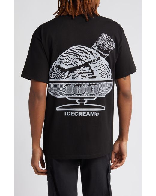 ICECREAM Black Roll Graphic T-shirt for men