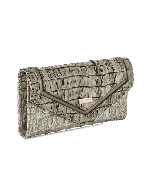 Brahmin Gray Veronica Melbourne Croc Embossed Leather Envelope Wallet